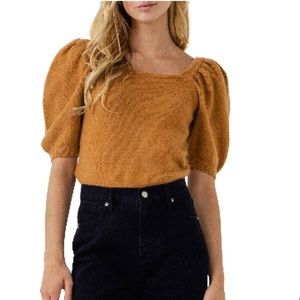 English factory puff sleeve sweater